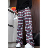 Riolio  casual pants  men 2025 New Autumn Men Plaid Pants Loose Straight Leg Casual Trousers Trendy Youth Fashion Comfortable
