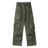 Riolio Spring Cargo pants New Popular Rice White Multi-pockets Overalls Harajuku stays Men Loose Casual Trousers Straight Mopping Pants