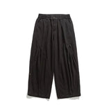 Riolio  Men Japanese Retro Curved Wide Leg Cargo Pants Washed Cotton Loose Draping Floor Length Casual Trousers Unisex