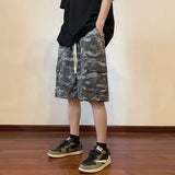 Riolio  American Retro Shorts Men's Loose Drawstring Multi-pocket Pure Cotton Camouflage Workout Five Points