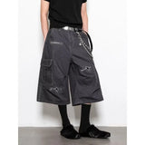 Riolio  Summer Women's Broken Hole Suture Patch Shorts Female High Waist Wide Leg Half Pants Streetwear Unisex Knee Length Trousers