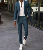 Riolio  2 Pieces New Best Selling Men Blazer Sets Formal Wedding Wear Suits Groom Tuxedos Peaked Lapel ( Jacket+Pants) Costume Homme