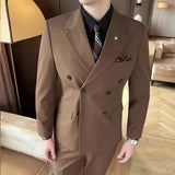 Riolio  M-7XL Jackets + Pants / High-quality Goods Groom's Best Fashion Pure Color Mans Suit Blazer Trousers Male Formal Business Suit