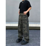Riolio  Men Camouflage Trend Vintage Cargo Pants Spring Autumn Baggy Straight Multiple Pockets Jeans Male High Waist Wide Leg Trousers