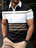 Riolio 2024 Summer Best-Selling Men's Polo Shirt Lapel Printed Men's Clothing Stripes Polo Shirt Casual Sports Men's Shirt