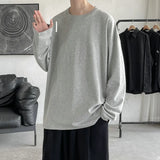 Riolio FALL OUTFITS MEN Long Sleeve Casual Solid Color Cotton T Shirt For Men Spring Autumn O-neck Oversized Men's T-shirt