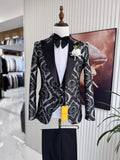 Riolio  New Arrival Elegant Jacquard Men's Suit Set 3 Pieces Banquet Party Wear S-3XL Peak Lapel Slim Fit Suits For Men Dancing Wear