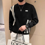 Riolio  Spring Autumn Round Neck Striped Contrast Color Men's Clothing Long Sleeve Pullover Hoodies Casual England Style Boyfriend Tops