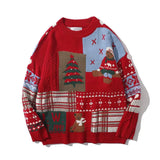 Riolio Round Neck Autumn/winter Ugly Christmas Sweater Japanese Vintage Loose Pullover Knitwear Little Bear Couple Red Knit Sweater Man
