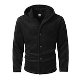 Riolio  Men's Fleece Hooded Cardigan Casual Button Up Long Sleeve Warm Knit Jacket For Daily Wear