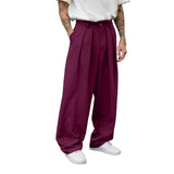Riolio  Men Wide-legged Suit Pants Luxury High Waist Solid Color Casual Pants Korean Fashion Premium Double Draped Straight Trousers