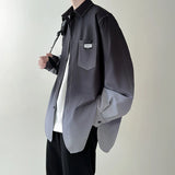 Riolio Men's shirt Gradient Plicated Long Sleeve Shirts Loose Korean Shirt Fashion Casual Oversize Shirt Coat High Quality Clothing