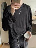 Riolio  New Casual Loose Solid Color Mens T Shirt Spring Autumn Daily Leisure Long Sleeve Tees Men Fashion Crew Neck Pullover Tops
