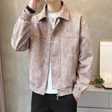 Riolio American Street Style Men's Jacket Handsome Trendy Jacket with Retro Collar Design and Rivet Decoration Double Door Front Coat