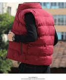 Riolio Casual Plus Size Men's Cotton Vest High Quality Autumn Winter Fashion Men Jacket Warm Stand Collar Sleeveless Men's Top Vests