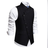 Riolio  New Men's Suit Vests Fashion Smart Casual Formal Dress Vest For Wedding Waistcoats Men Solid Color Sleeveless Party Vest Man