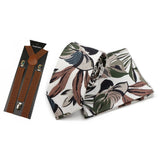 Riolio  Men's High Quality 6.5cm Floral Leaves Cotton Tie Handkerchief Suspender Set Novel Gentleman Artistic Wedding Accessories Gifts