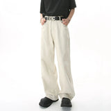 Riolio Men Popular High Waist Straight Leg Jeans Male Simple Draping Wide Leg Denim Pants Brand Green Coffee Street Denim Trousers