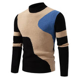 Riolio High Quality Men's New Autumn and Winter Casual Warm Color Block Sweater Knit Tops Man Clothes