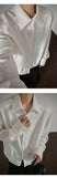 Riolio  Shirt men Korean Style Loose Fit Square Neck Plain Color Long Sleeve Shirt Man Autumn New Trendy Youth Dance Shirts Oversized