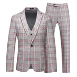 Riolio  Slim Fit Three Piece Men's Suit Korean Style Business Casual Plaid Professional Suit Set Male Cross-Border New Model
