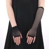 Riolio  2 Pair/set Black Ladies Sexy Gloves Mesh Net Fishnet Gloves Hollow Fingerless Gloves Night Club Lolita Costume Punk Mittens