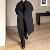 Riolio  Mens Long Winter Cotton-Padded Jacket Plain Dark Daily Outdoor Solid Color Versatile Youth Trendy Top Men'S Clothing New