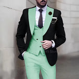 Riolio  3-Piece Jacket Vest Pant Men's Tuxedo Set Business Smoking Wedding Dress Blazer Suit for Formal Occasions