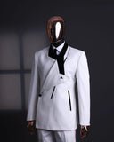 Riolio  Fashion Men Suit 2 Pieces Blazer Pants One Button Peaked Lapel Velvet Business Slim Fit Formal Wedding Groom