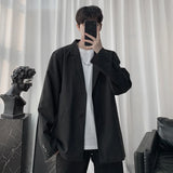 Riolio Blazers Men Casual Solid Color Loose Long Sleeve Suit Jacket Streetwear for Male Daily Outerwear Autumn Suit's Tops Chic