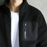 Riolio Men's Fashion Coat Autumn/winter Lamb Fleece Coat Men's Stand Up Neck Jacket Plush Thickened Men's Winter Coat