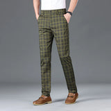 Riolio  Luxury Brand Men's Stripe Plaid Casual Pants Men Army Green Four Seasons High Quality Business Trousers Men's Slim Straight Pant