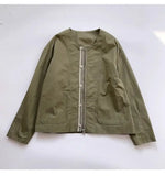 Riolio Japanese Niche High-end Jacket Korean cityboy wear 2025 New Military Green Tops for men Women's Spring Clothes simple O-neck top