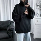 Riolio Winter Men Sweaters Turtlrneck Solid Color Knitted Casual High Qaulity Outwear Fashion Korean Loose Men Tops Pullovers