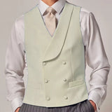 Riolio  Men Vest Sky Blue Solid Color Double Button With Lapel Waistcoat For Wedding Groom Business Formal Banquet Work Men Suit Vest