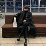 Riolio  Winter Korean Style Men's Mid-length Coats Germanism Vintage Loose Light Luxury Overcoat Casual Long Sleeve Jackets M-3XL