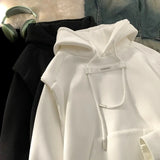 Riolio  Fake Two-piece Pure Sweatshirt for Men Spring Autumn New Fashion Brand American Loose Casual Hooded Top