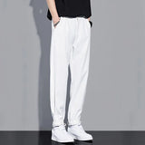 Riolio  Men's Clothing Pockets Spring Summer Solid Color Button Straight High Waist Loose Capable Handsome Temperament Casual Pants