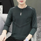 Riolio Ice Silk Long Sve T-irt for Men Slim Fit Qui Dry Smooth Material Spring Summer Base irt 30 40 Years Old Men's Faion