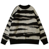 Riolio Mohair Striped Sweater Men Winter Cashmere O-Neck Pullovers Knit Hip Hop Harajuku Knitted Jumper Sweaters Vintage Oversized