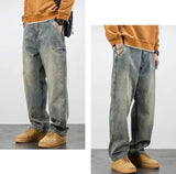 Riolio  Men's Jeans Retro Cargo Trousers Straight Man Cowboy Pants Punk Washed Luxury Designer 2025 Trend Y2k Vintage Korean Style Baggy