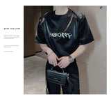 Riolio Summer High Street Men and Women Trendy Personalized Letter Printed Round Neck Short Sleeve Couple Harajuku Casual T-shirt Top