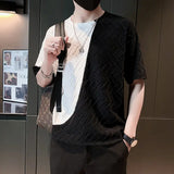 Riolio  High-end Men's Fashion Brand Spliced short-sleeved Trendy Handsome Loose Half-sleeved T-shirt Top