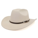 Riolio  Vintage Western Cowboy Hat with Black Belt Men's Felt Fedora Hat Women Jazz Cowgirl Cap Cloche Church Sombrero Hombre Caps
