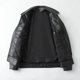 Riolio Windproof Stand Collar Zipper Cardigan Leather Jacket Motorcycle Leather Coat PU Leather Business Leather Jackets Men's Fashion