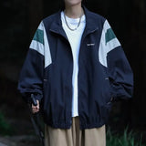 Riolio Loose Fit Men's Spring Autumn Outdoor Workwear Jaet Color Blo Sle Versatile Casual Long Sve Stand Collar Coat