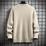 Riolio Brand Clothing Men's Loose Pullover Male Slim Fit Fashion Knitted Sweater Man  Thick Warm Pull Homme Retro Stripe Sweaters 4XL