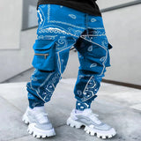 Riolio  Independent Station New Cashew Flower Casual Sports Harem Pants Men's Loose High Street Multi-Pocket Cargo Pants