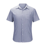 Riolio  Men's New Fashion Striped Breathable Short Sleeve Shirt, Lapel Collar Casual Tops, Lightweight Soft Summer Daily Stylish Shirt