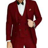 Riolio  Formal Elegant Men Suit Slim Fit 3 Piece Blazer Vest Pants Sets Tuxedo Set for Wedding Double Breasted Notched Lapel Men Suit